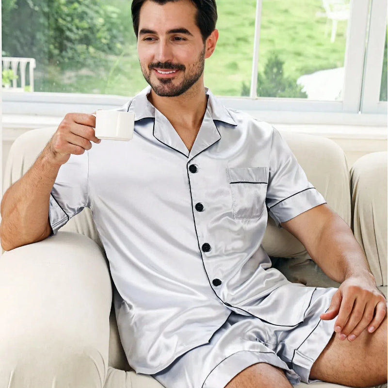 NUGGAL Pet Hair Resistant Men Silken Elegance Loungewear Set