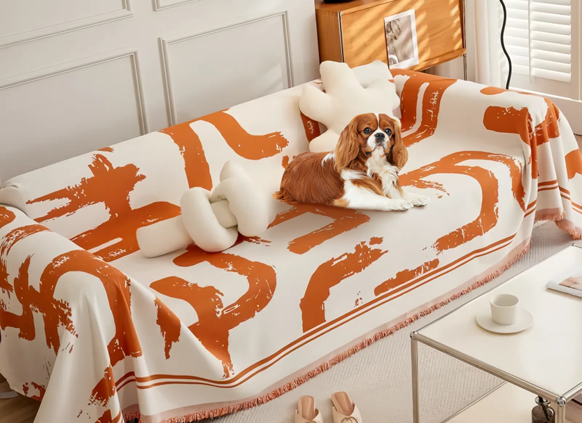 NUGGAL Anti-Scratch Black and White Modern Luxury Style Sofa Cover for Pet Family