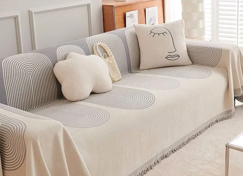 NUGGAL Tree Ring Pattern Chenille Sofa Cover - Scratch-Resistant for Pet Parent