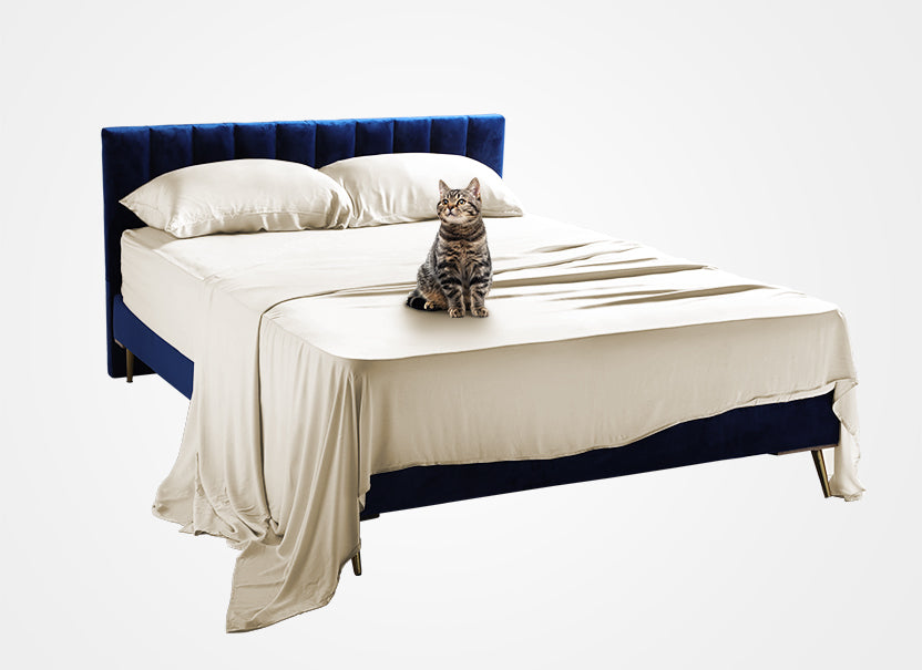 NUGGAL Pet Hair-Resistant Bamboo Flat Sheet – Soft, Sustainable, and Pet-Friendly Comfort
