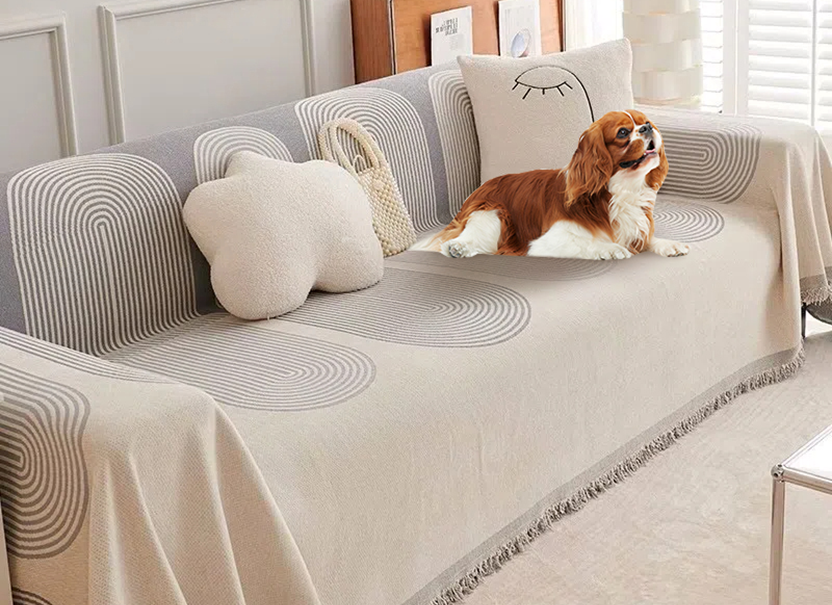 NUGGAL Tree Ring Pattern Chenille Sofa Cover - Scratch-Resistant for Pet Parent