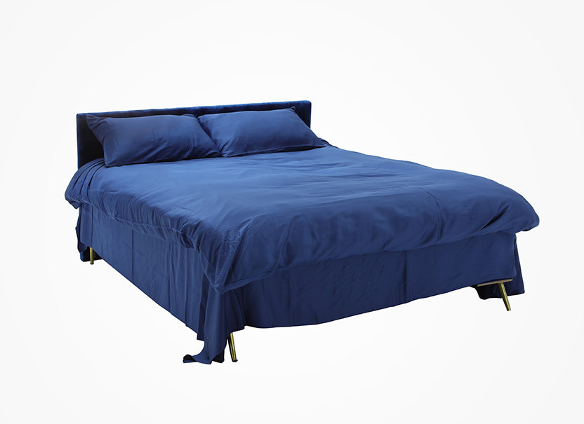 NUGGAL Pet Hair Repellent Bamboo Sheet & Duvet Cover Set Calming Blue