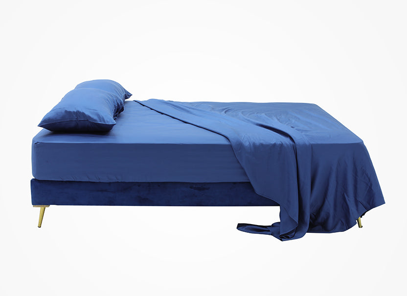 NUGGAL Pet Hair Repellent Bamboo Sheet & Duvet Cover Set Calming Blue