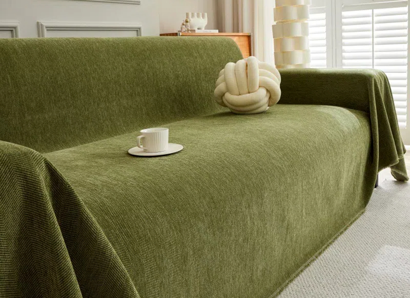 NUGGAL Herringbone Cream All-Season Luxury Scratch-Resistant Sofa Cover for Pet Parents