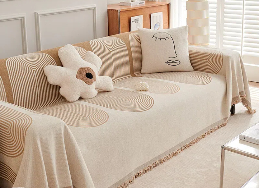 NUGGAL Tree Ring Pattern Chenille Sofa Cover - Scratch-Resistant for Pet Parent