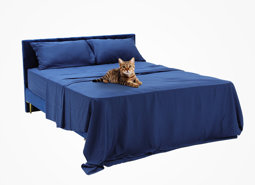 NUGGAL Pet Hair Repellent Bamboo Sheet & Duvet Cover Set Calming Blue