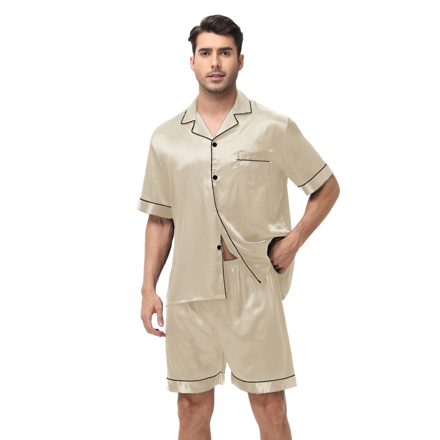 NUGGAL Pet Hair Resistant Men Silken Elegance Loungewear Set
