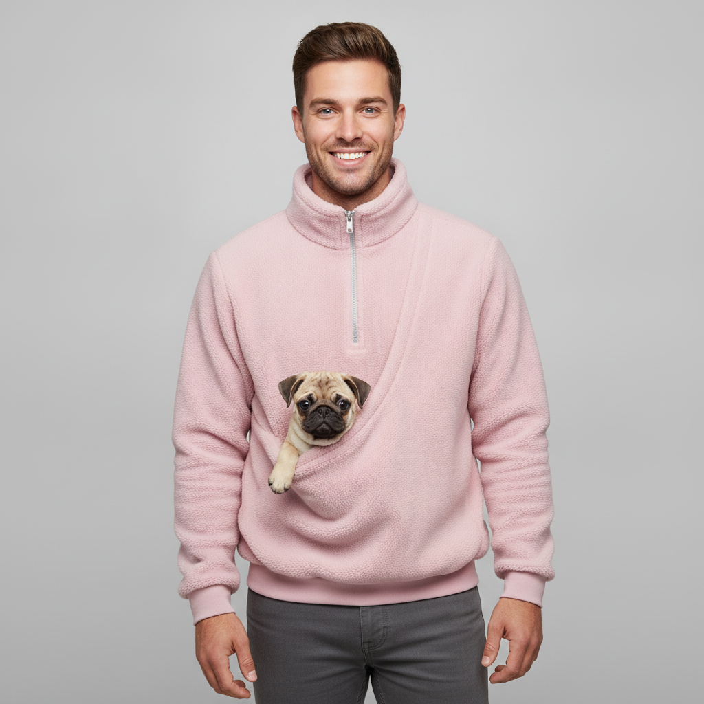 NUGGAL Cozy Fleece Pet Carrier Pullover – Unisex Quarter-Zip Sweatshirt