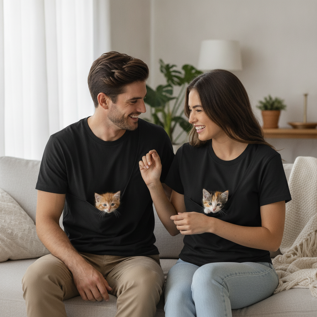 NUGGAL Unisex Pet Hair Resistant Kangaroo Pet Pouch T-shirt: The Ultimate Hands-Free Carrier Tee