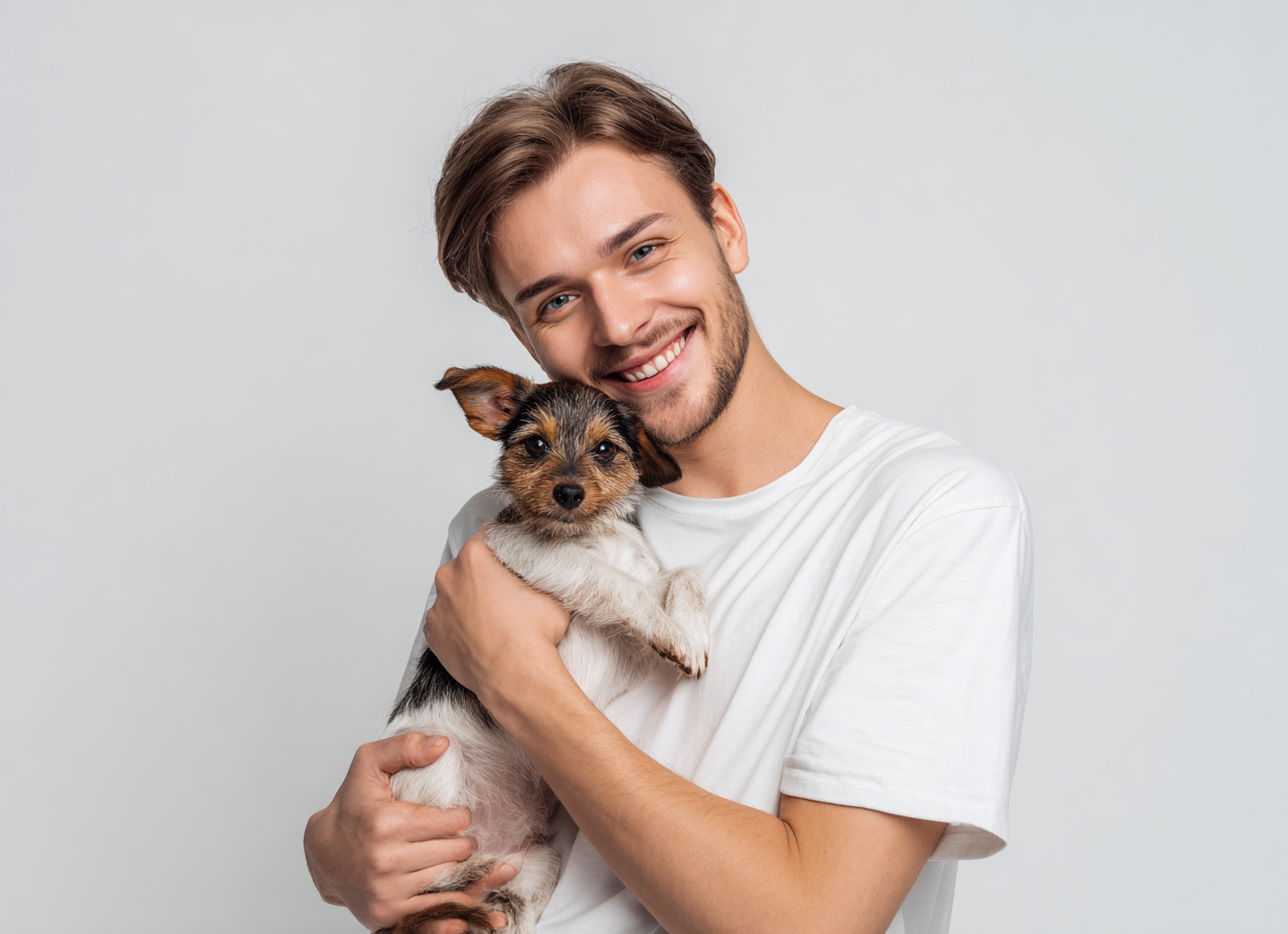 NUGGAL Unisex Pet Hair Resistant Tech T-shirt Classic White
