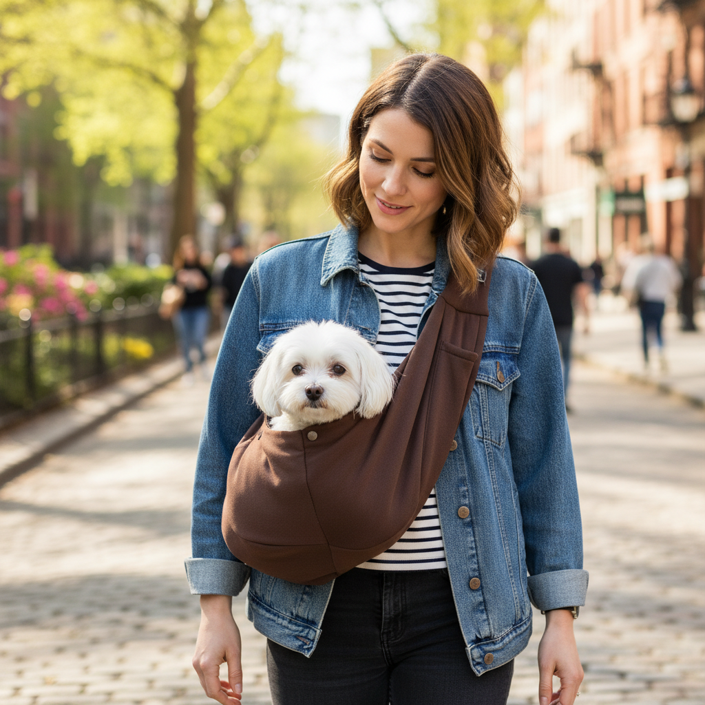 NUGGAL Foldable Crossbody High-Capacity Pet Carrier Bag for Small Dogs & Cats