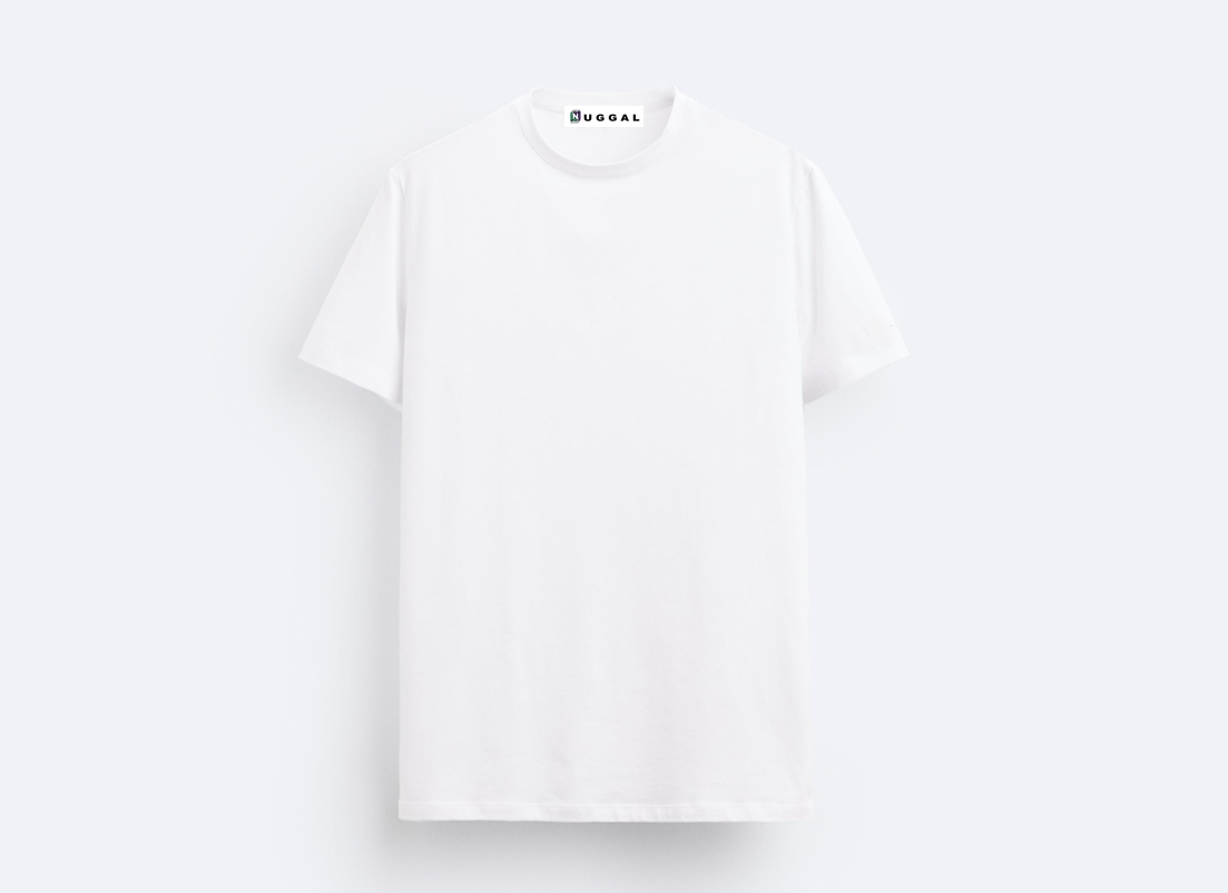 NUGGAL Unisex Pet Hair Resistant Tech T-shirt Classic White