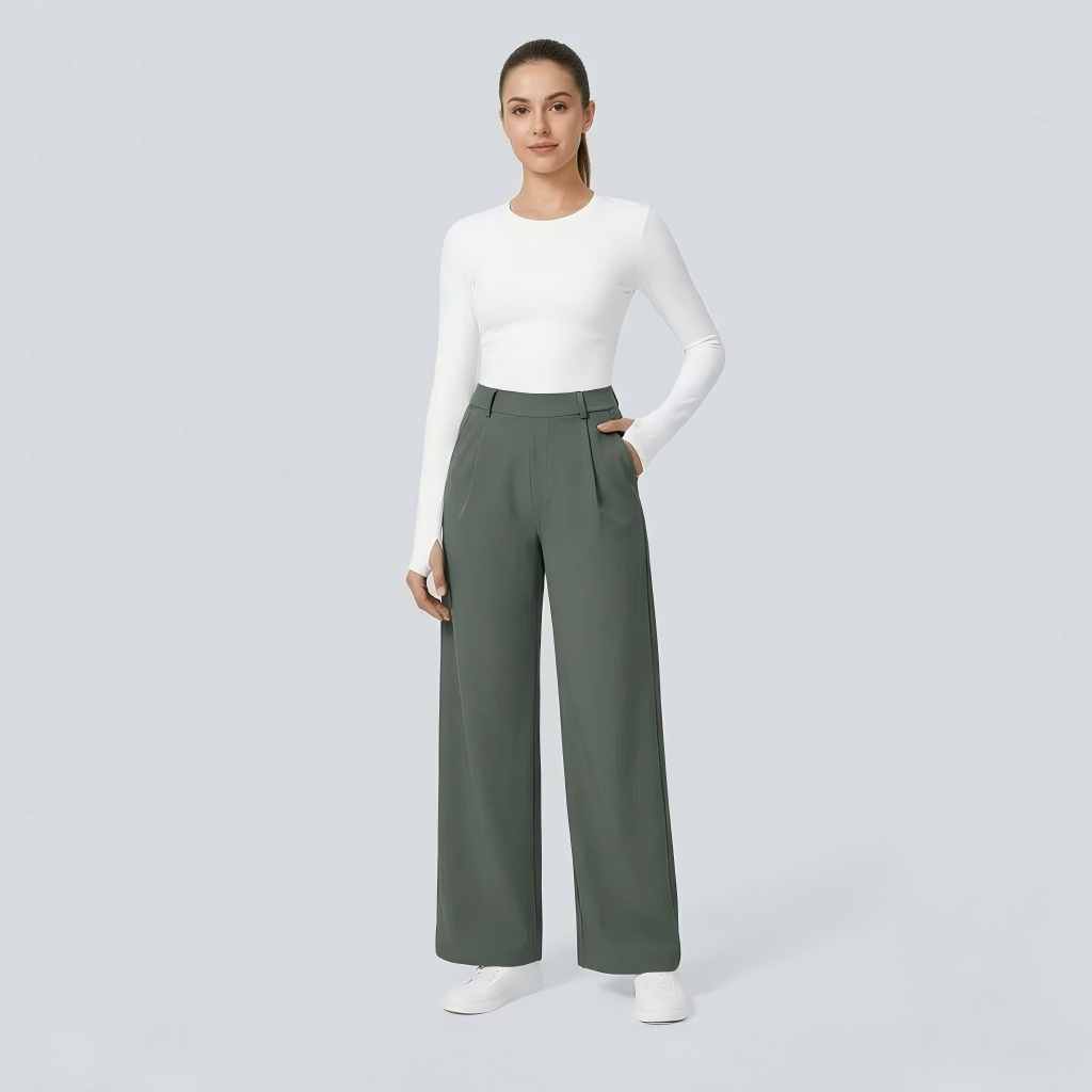 NUGGAL Lint-Free & Pet Resistant Pleated Pants