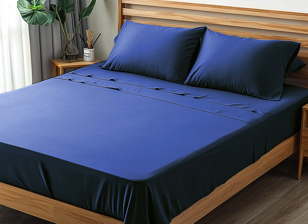 NUGGAL Pet Hair Repellent Bamboo Sheet & Duvet Cover Set Calming Blue