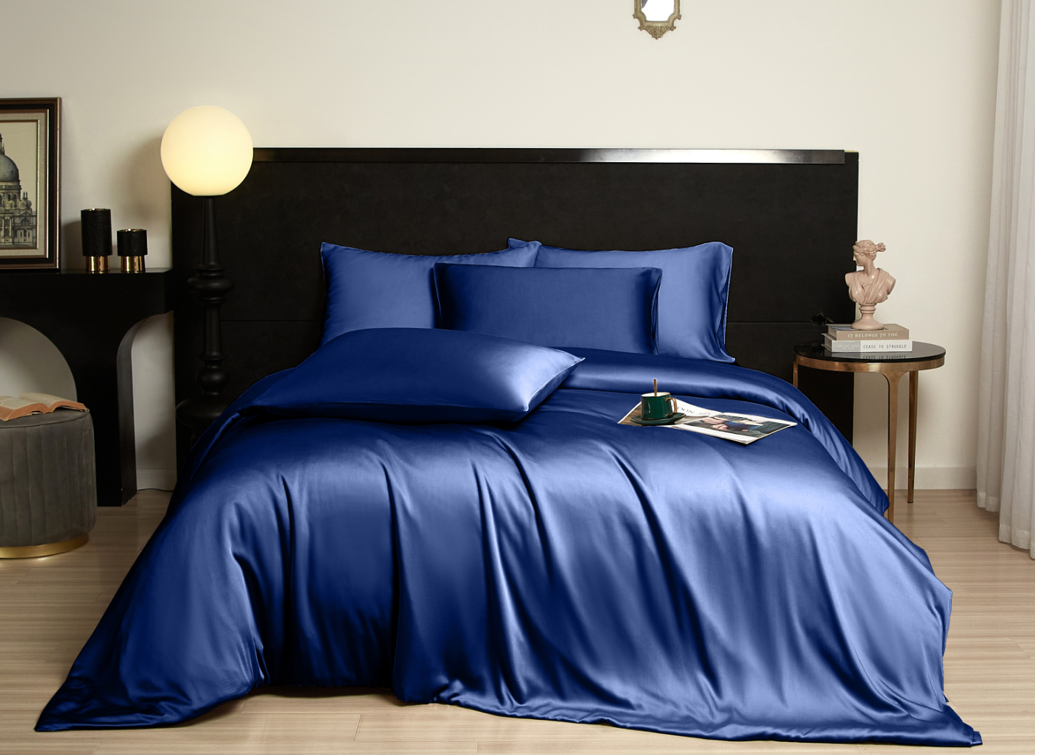 NUGGAL Pet Hair Repellent Bamboo Sheet & Duvet Cover Set Calming Blue