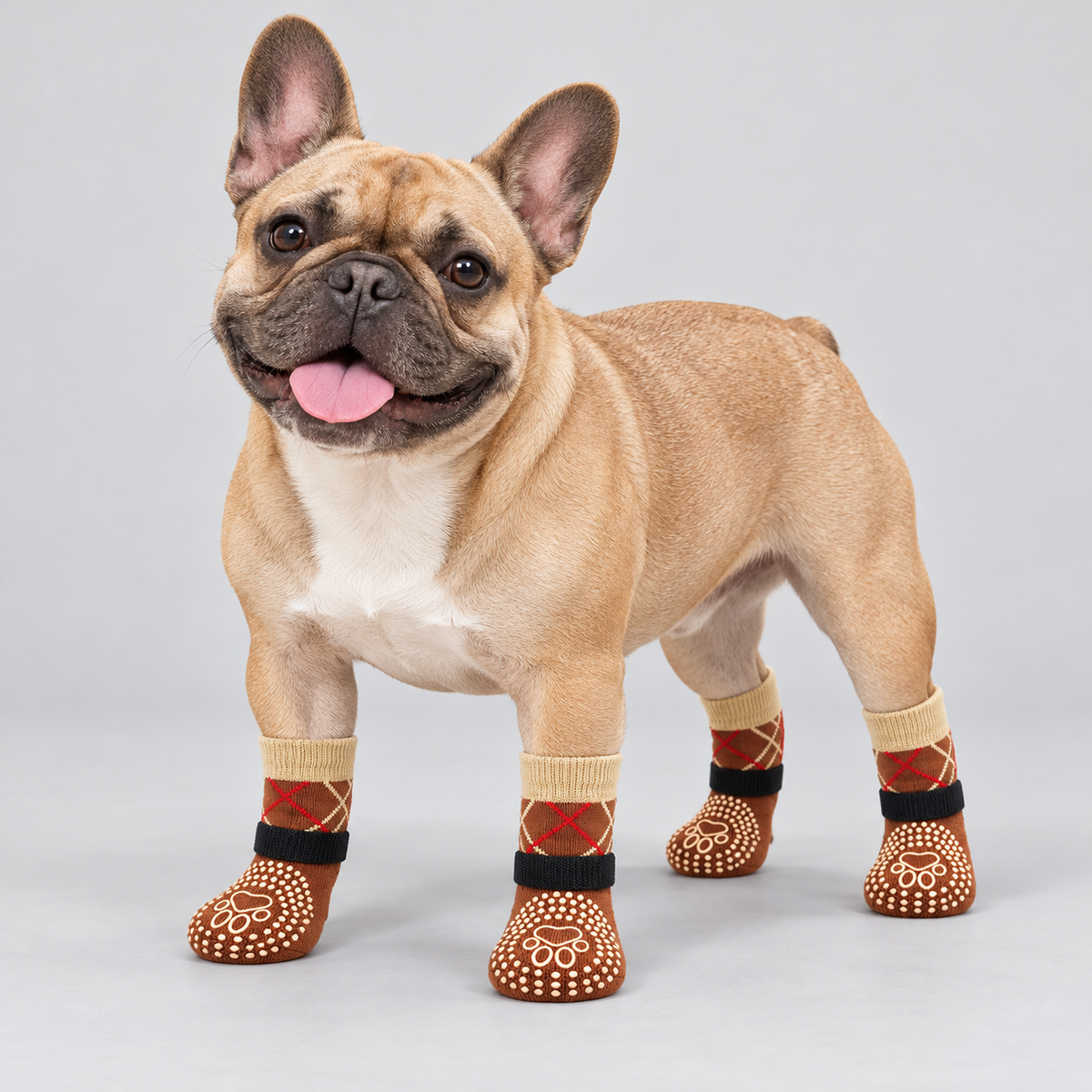 NUGGAL Anti-Slip Dog Socks with 360° Grip & Adjustable Straps (2 Sets)