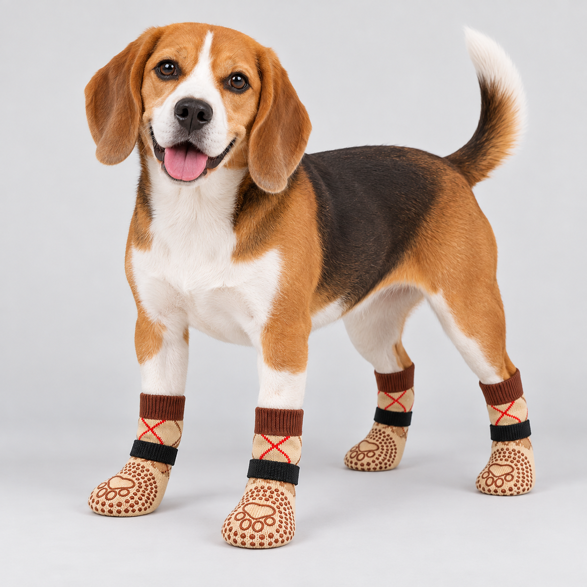 NUGGAL Anti-Slip Dog Socks with 360° Grip & Adjustable Straps (2 Sets)