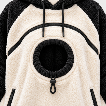 NUGGAL Fleece Pet Carrier Hoodie with Kangaroo Pouch & Zipper Pockets for Cats & Small Dogs