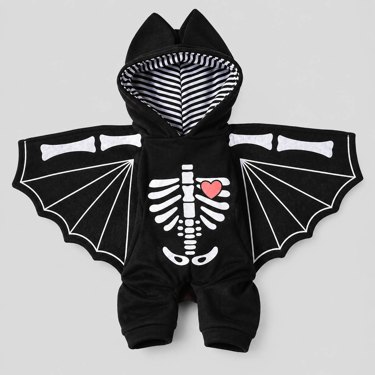 NUGGAL Halloween Skeleton Bat Wings Hoodie Costume for Dogs & Cats