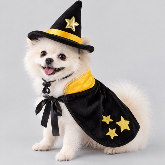 NUGGAL Halloween Witch Hat & Cape Costume for Dogs & Cats