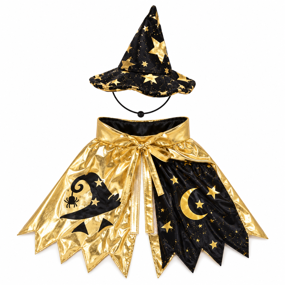NUGGAL Halloween Wizard Hat & Magic Cape Costume for Dogs & Cats
