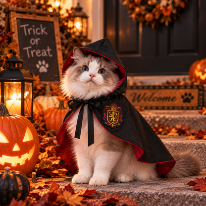 NUGGAL Halloween Wizard Hooded Cape Costume for Dogs & Cats