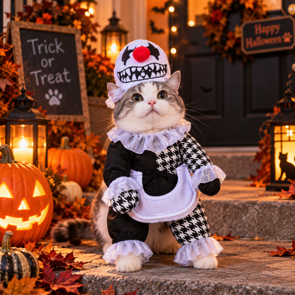 NUGGAL Halloween Scary Clown Pet Costume for Dogs & Cats