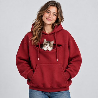 NUGGAL Pet Pouch Hoodie – Cozy Unisex Hoodie with Zippered Pet Carry Pocket