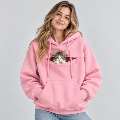 NUGGAL Pet Pouch Hoodie – Cozy Unisex Hoodie with Zippered Pet Carry Pocket