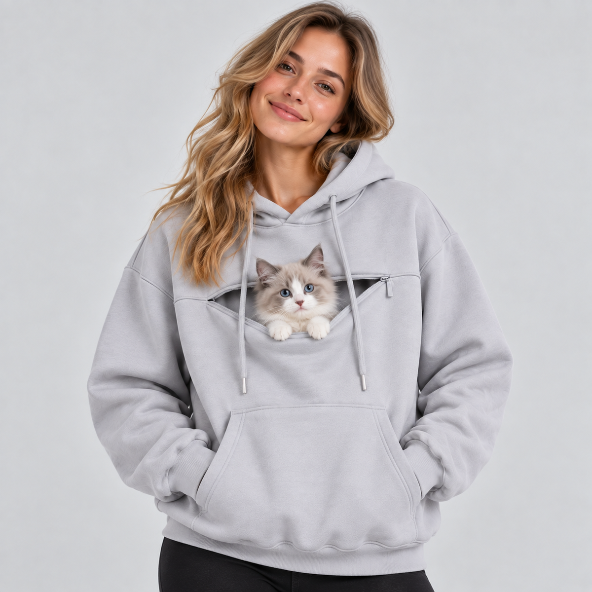 NUGGAL Pet Pouch Hoodie – Cozy Unisex Hoodie with Zippered Pet Carry Pocket