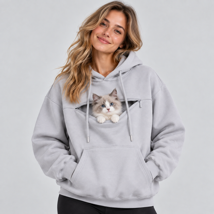 NUGGAL Pet Pouch Hoodie – Cozy Unisex Hoodie with Zippered Pet Carry Pocket