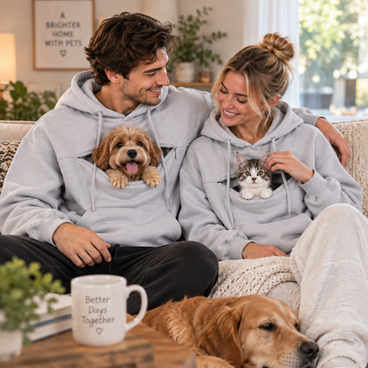 NUGGAL Pet Pouch Hoodie – Cozy Unisex Hoodie with Zippered Pet Carry Pocket