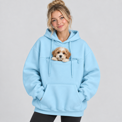 NUGGAL Pet Pouch Hoodie – Cozy Unisex Hoodie with Zippered Pet Carry Pocket