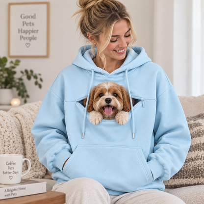 NUGGAL Pet Pouch Hoodie – Cozy Unisex Hoodie with Zippered Pet Carry Pocket