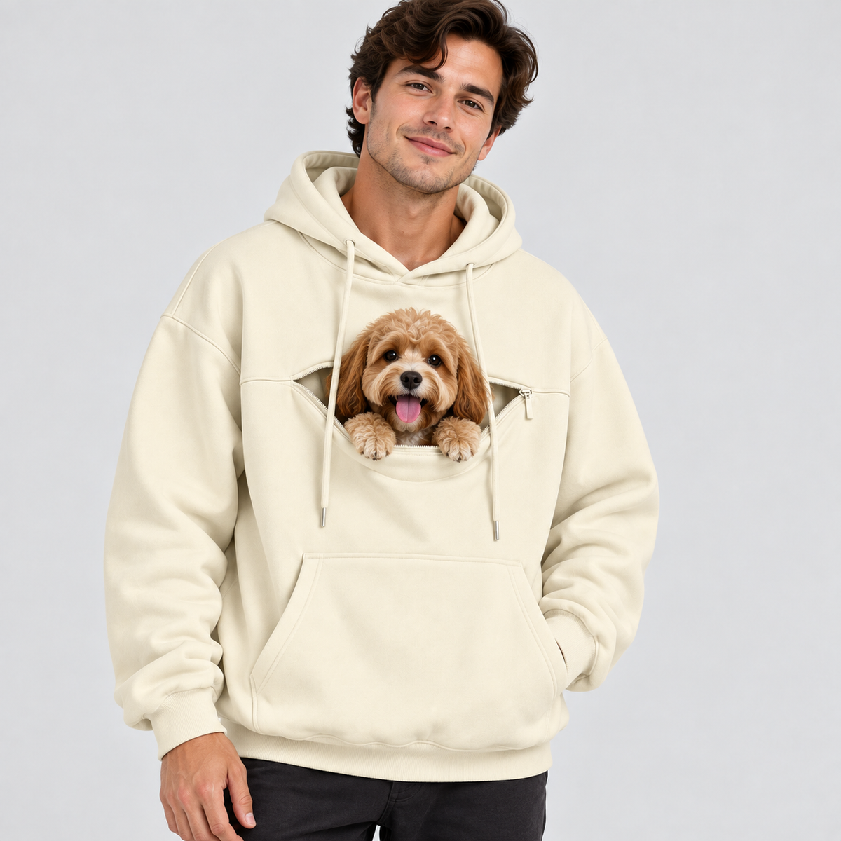 NUGGAL Pet Pouch Hoodie – Cozy Unisex Hoodie with Zippered Pet Carry Pocket