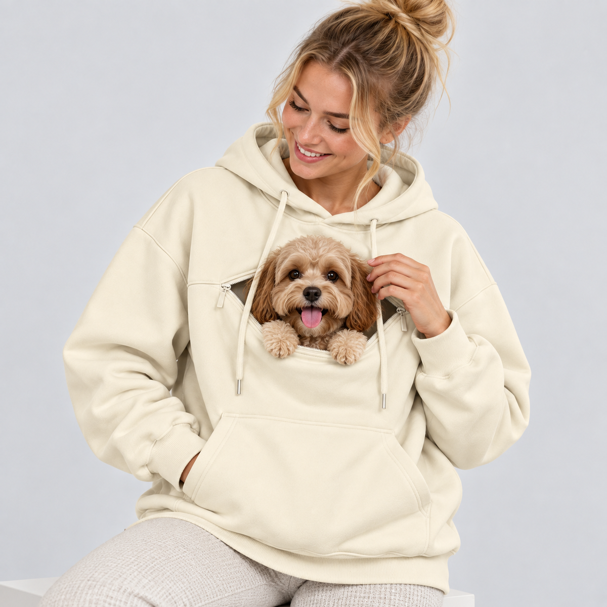 NUGGAL Pet Pouch Hoodie – Cozy Unisex Hoodie with Zippered Pet Carry Pocket
