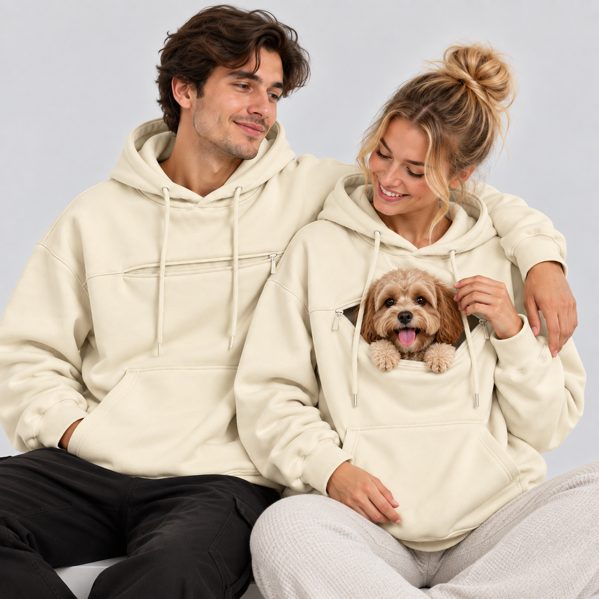NUGGAL Pet Pouch Hoodie – Cozy Unisex Hoodie with Zippered Pet Carry Pocket