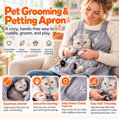 NUGGAL Pet Grooming & Petting Apron with Paw Openings – Hands-Free Pet Apron for Nail Trimming, Grooming & Cuddling