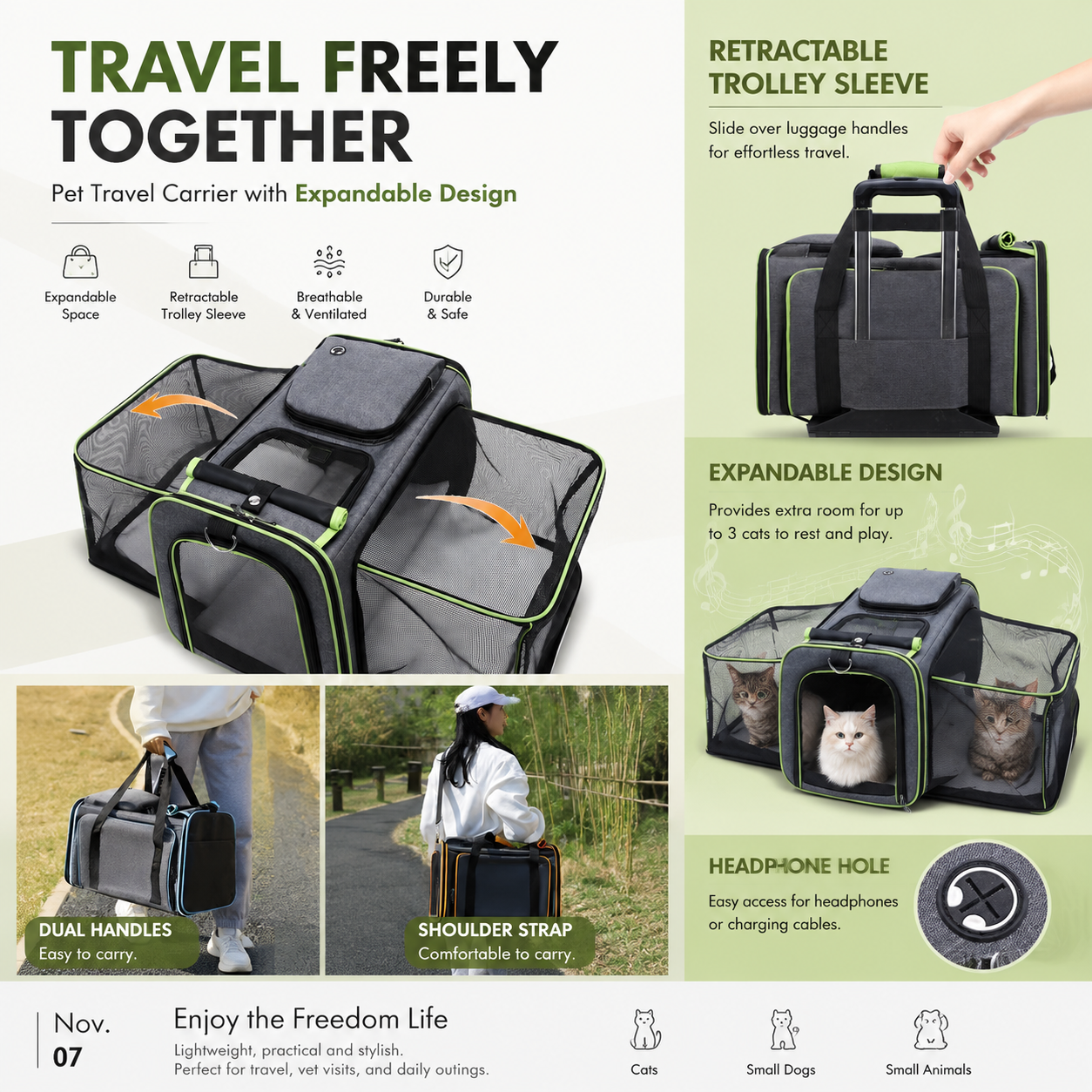 NUGGAL Expandable Soft-Sided Pet Carrier & Convertible Portable Playpen