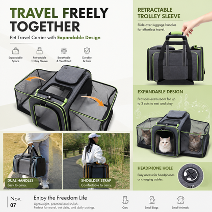 NUGGAL Expandable Soft-Sided Pet Carrier & Convertible Portable Playpen