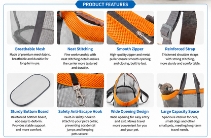 NUGGAL Breathable Mesh Pet Carrier Tote – Large Capacity Summer Travel Shoulder Bag for Cats & Dogs