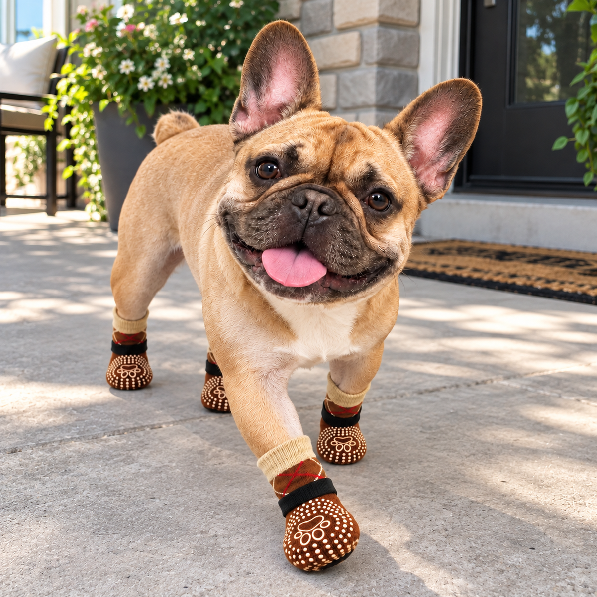 NUGGAL Anti-Slip Dog Socks with 360° Grip & Adjustable Straps (2 Sets)