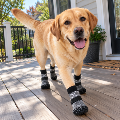 NUGGAL Anti-Slip Dog Socks with 360° Grip & Adjustable Straps (2 Sets)