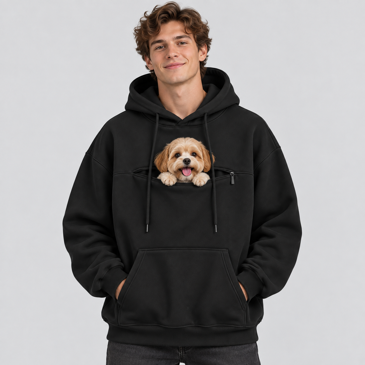 NUGGAL Pet Pouch Hoodie – Cozy Unisex Hoodie with Zippered Pet Carry Pocket