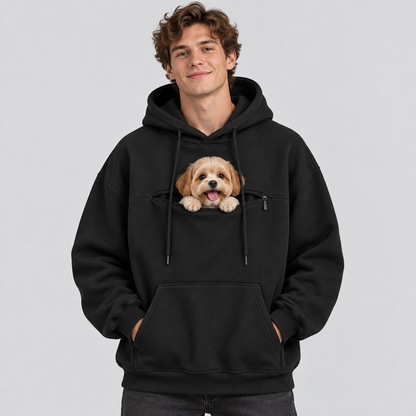 NUGGAL Pet Pouch Hoodie – Cozy Unisex Hoodie with Zippered Pet Carry Pocket