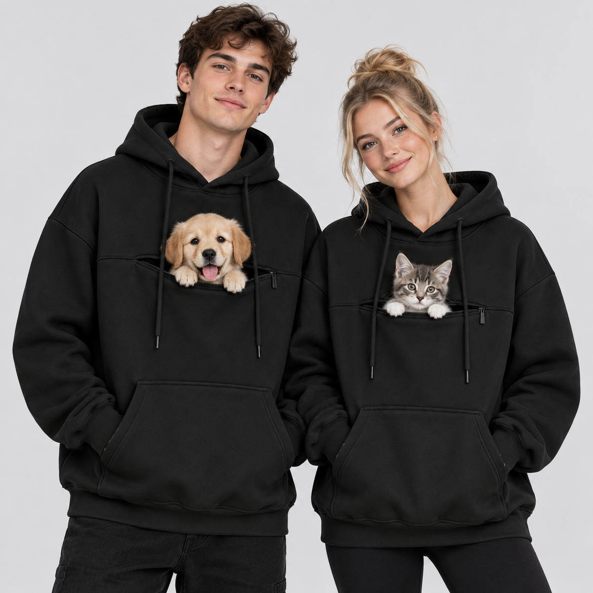 NUGGAL Pet Pouch Hoodie – Cozy Unisex Hoodie with Zippered Pet Carry Pocket