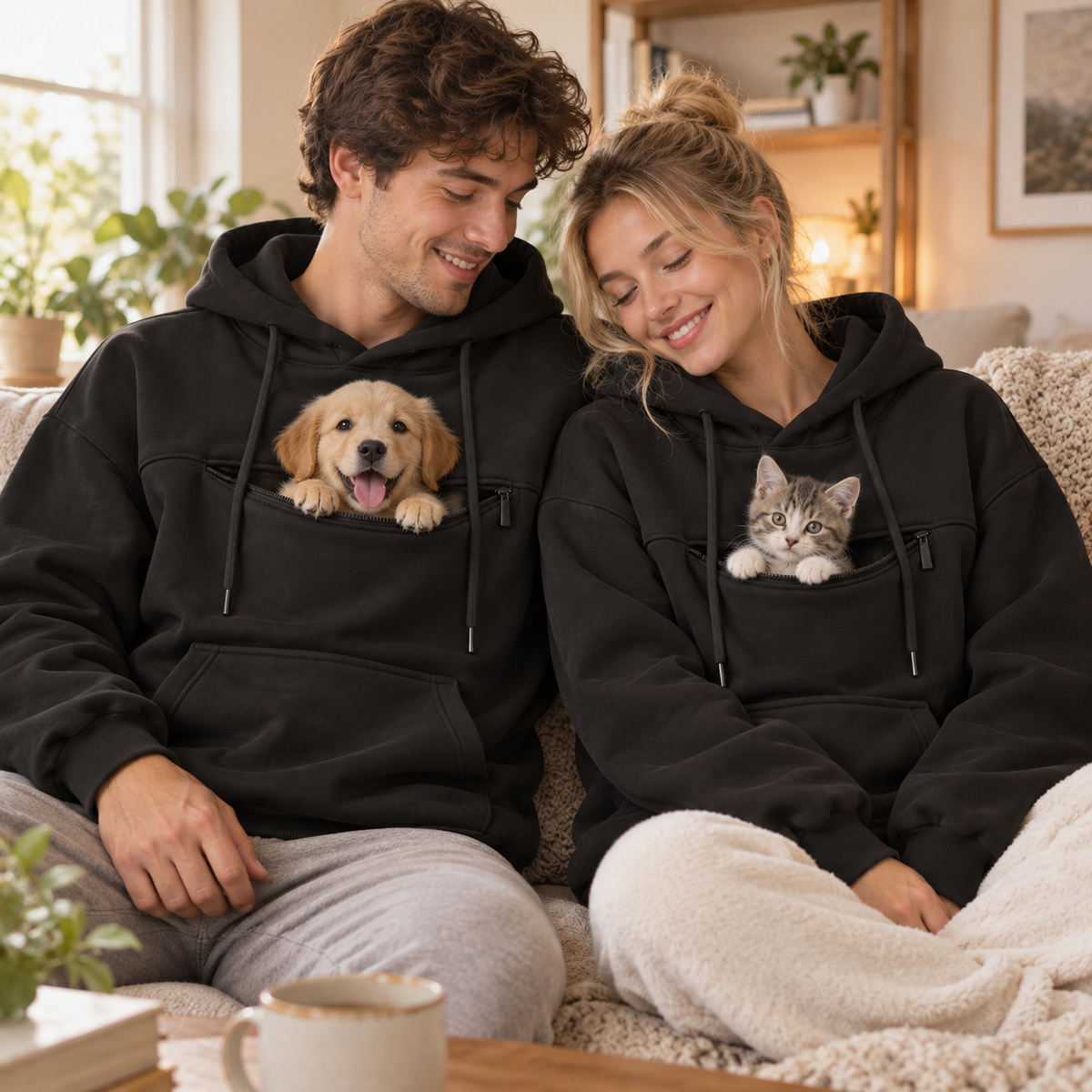 NUGGAL Pet Pouch Hoodie – Cozy Unisex Hoodie with Zippered Pet Carry Pocket