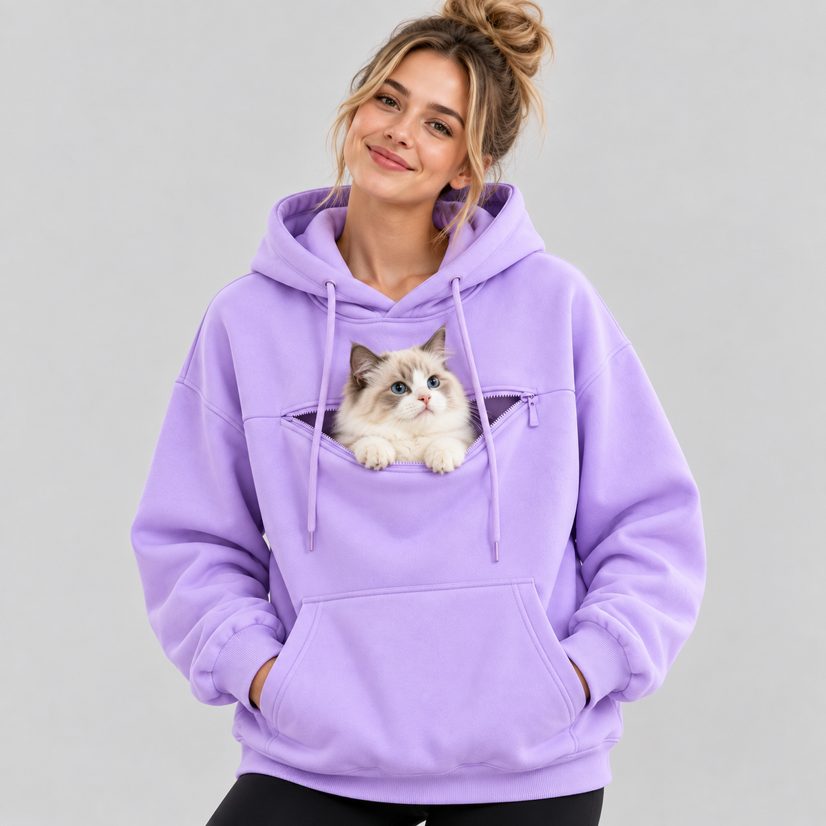 NUGGAL Pet Pouch Hoodie – Cozy Unisex Hoodie with Zippered Pet Carry Pocket