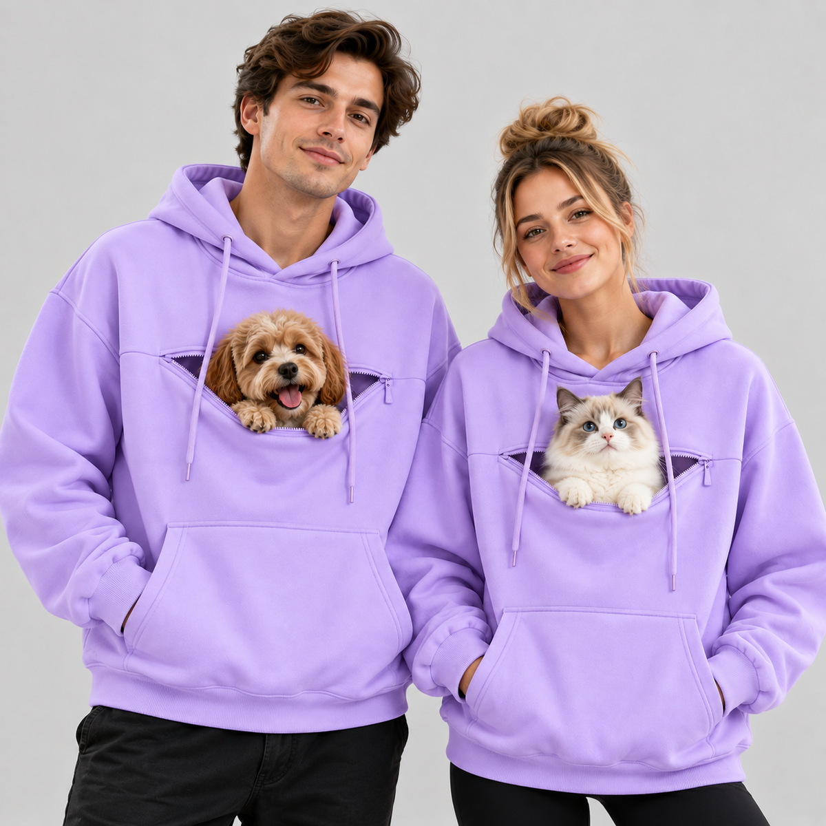 NUGGAL Pet Pouch Hoodie – Cozy Unisex Hoodie with Zippered Pet Carry Pocket