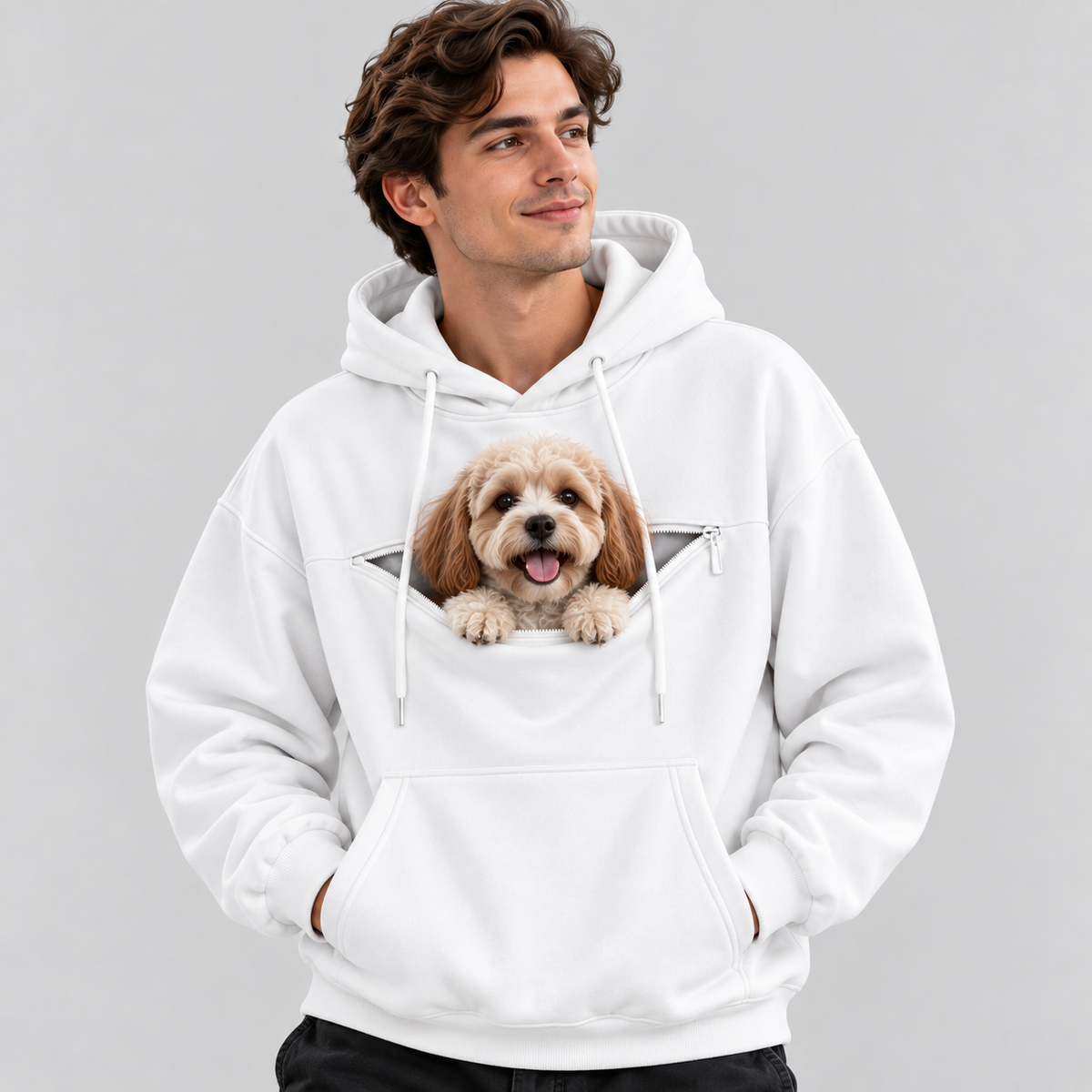 NUGGAL Pet Pouch Hoodie – Cozy Unisex Hoodie with Zippered Pet Carry Pocket